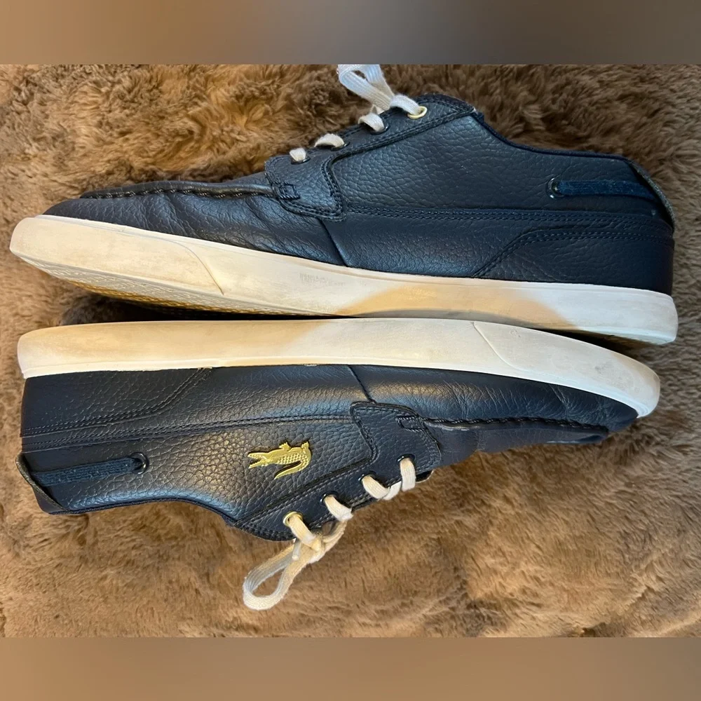 Lacoste Men's Navy Leather Shoes Size 10.5